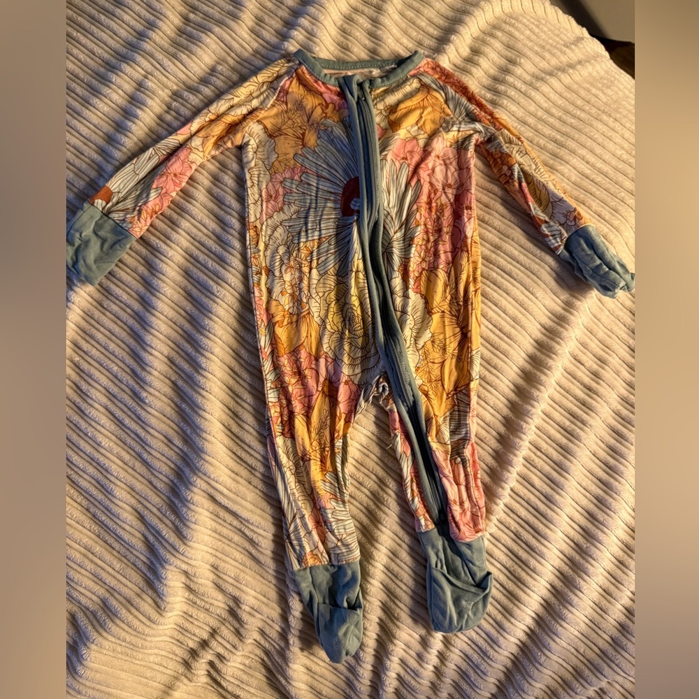 Zinc Pink and Orange Footies One Piece with Vibrant Tie-Dye